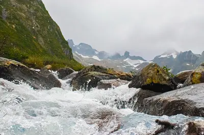 white water breaking over rocks
